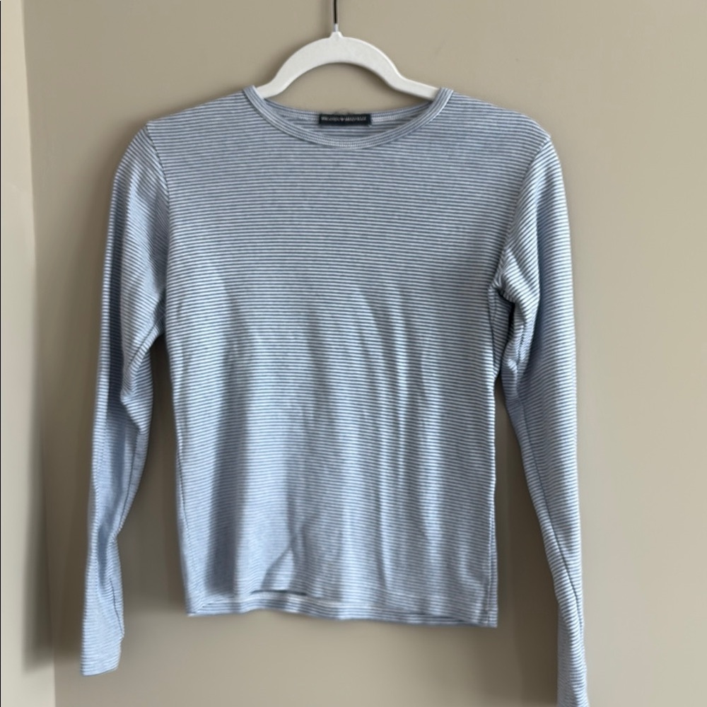 Brandy Melville Navy and White Striped Top